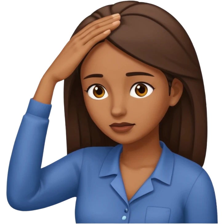 Mulher morena com mão na testa emoji