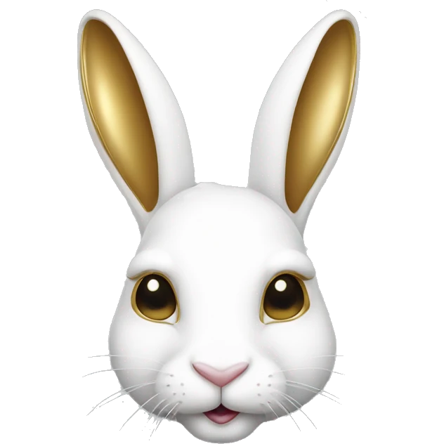 white rabbite face, luxury style, gold border emoji
