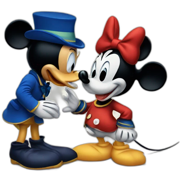 Donald Duck kissing Mickey Mouse emoji