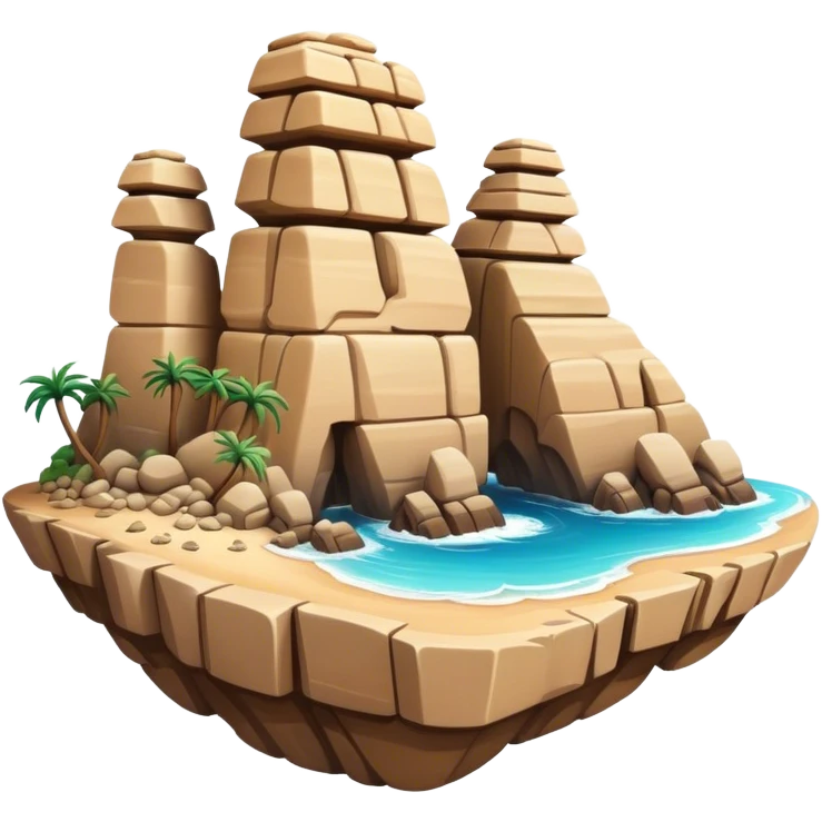 Cinematic Realistic Raouche Rocks Landmark Emoji, depicted with dramatic natural rock formations along the Beirut coastline rendered with intricate detail and dynamic natural lighting. emoji