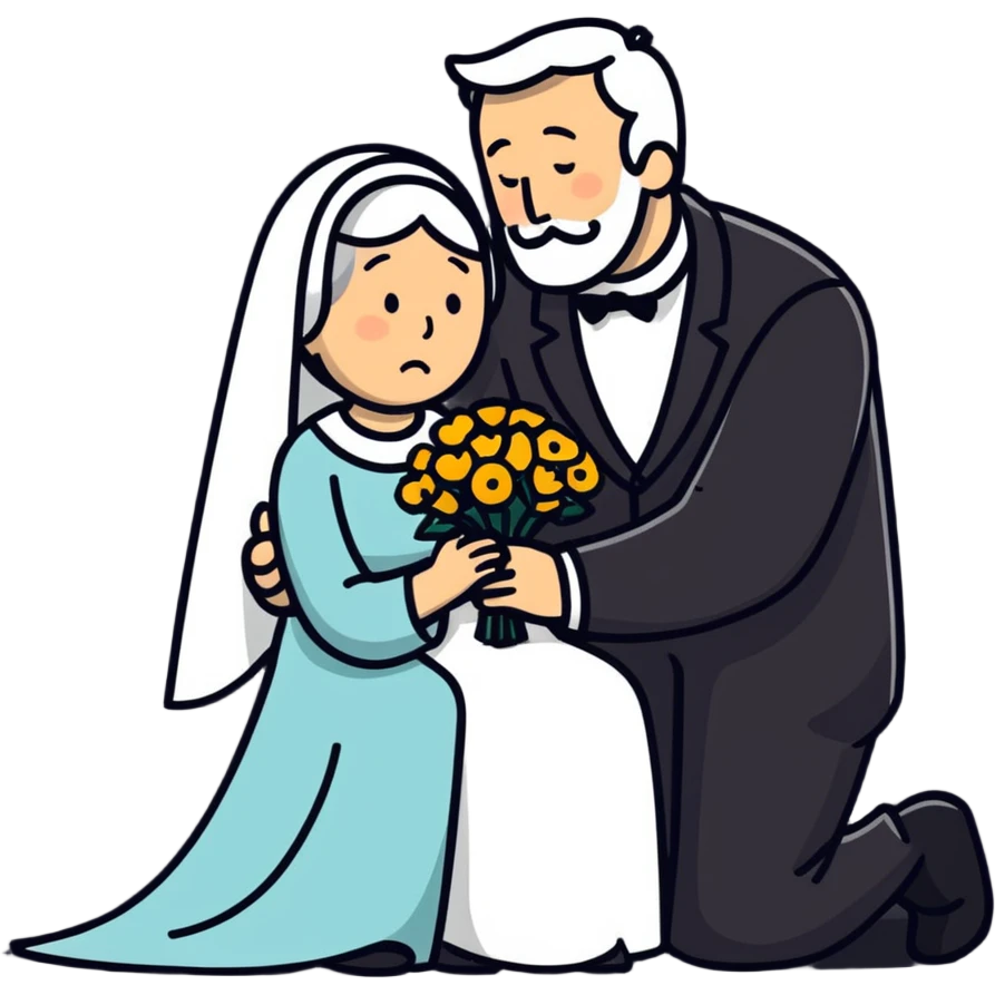 illustration of father celebrating the singing of divorce papers next to grieving wife art influence emoji