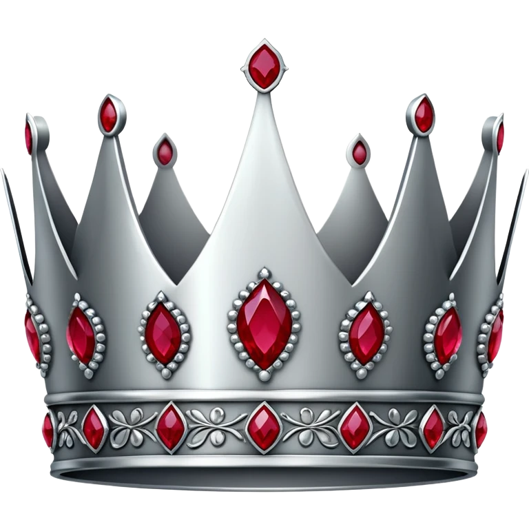 Men's silver crown with red rubies, regal and masculine design emoji