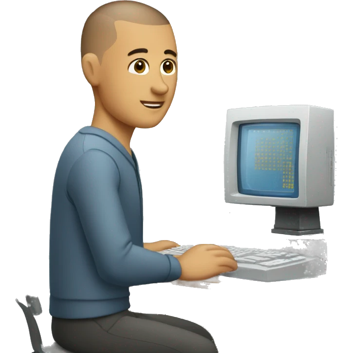 fair man buzz cut working computer emoji