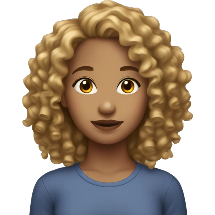 A girl with curly hair light skin  emoji