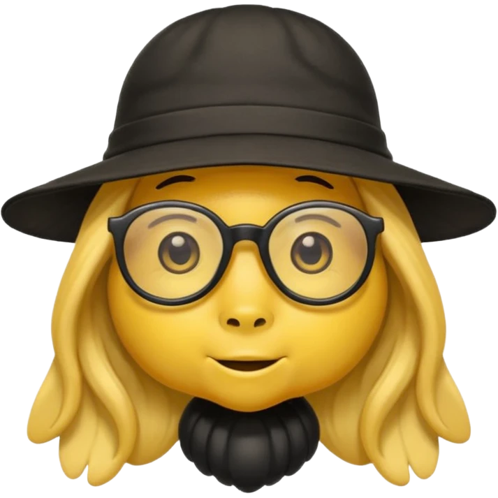 long hair bee with glasses and hat emoji