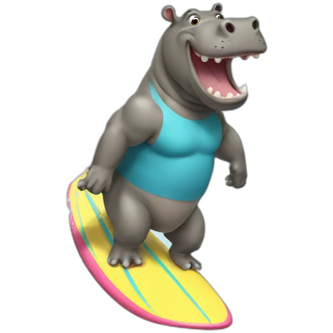 Surfing hippo emoji