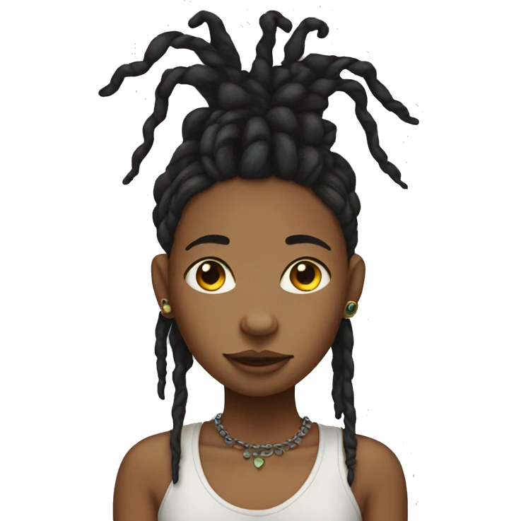 Girl with dreads and nose piercings emoji