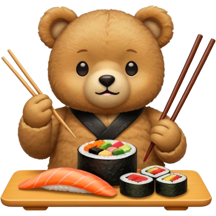 Teddy bear eating sushi  emoji