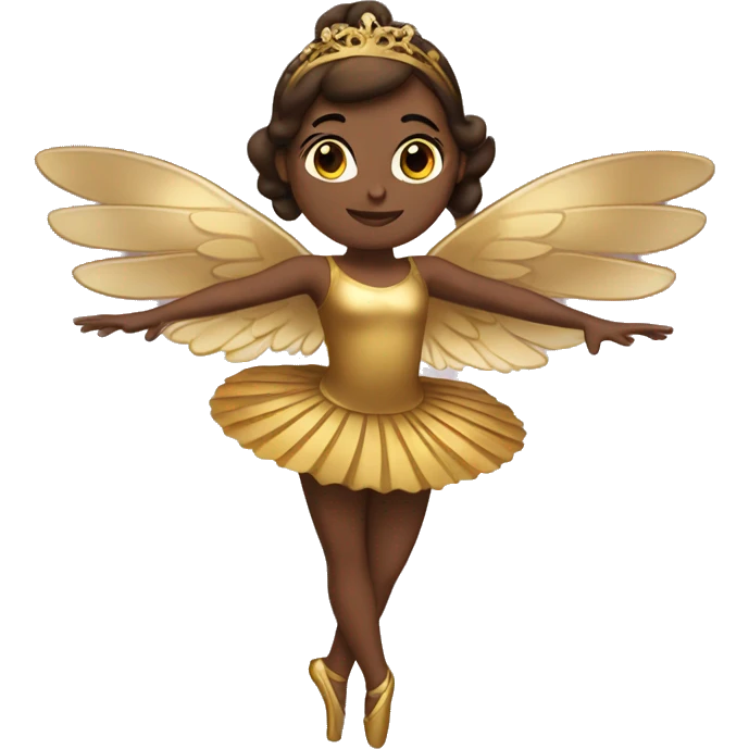  brown ballerina with gold wings emoji