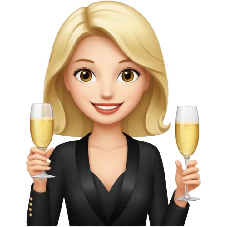 hyper realistic glamorous model with champagne glass emoji