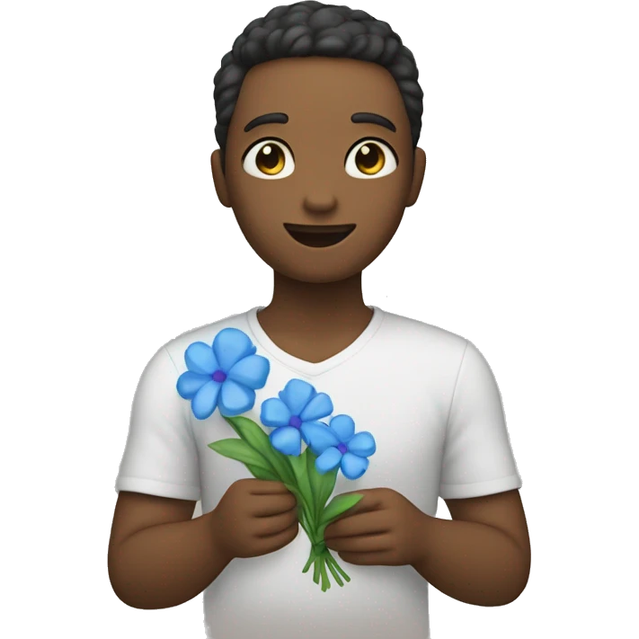 hello kiity holding blue flowers emoji