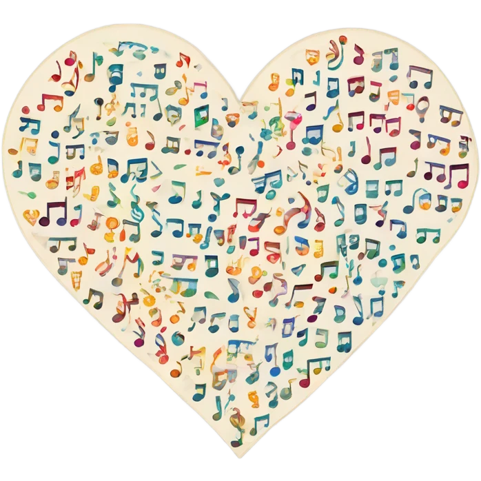 Map to my heart with music notes in the map and the letters CH emoji