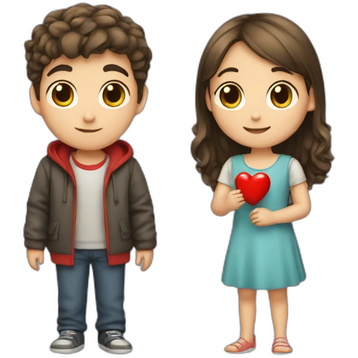 a boy who gives a red heart to a girl emoji