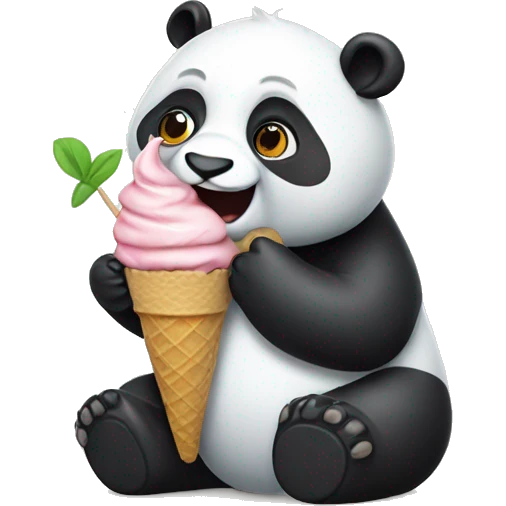 Panda eating ice cream emoji