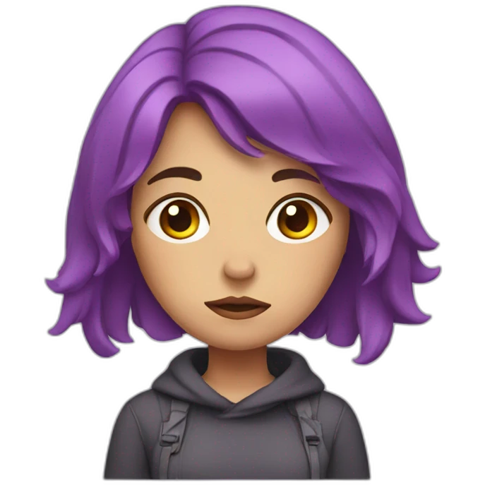 freelancer sad girl with violet hair emoji
