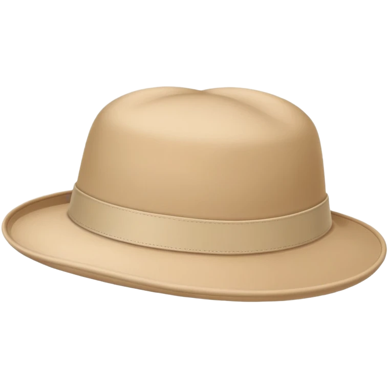 Single beige Kangol hat floating, iOS emoji style silhouette, light beige color, isolated headwear emoji