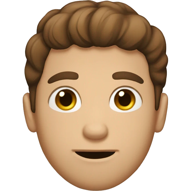 guy with brown hair and text bubble that says poochina emoji