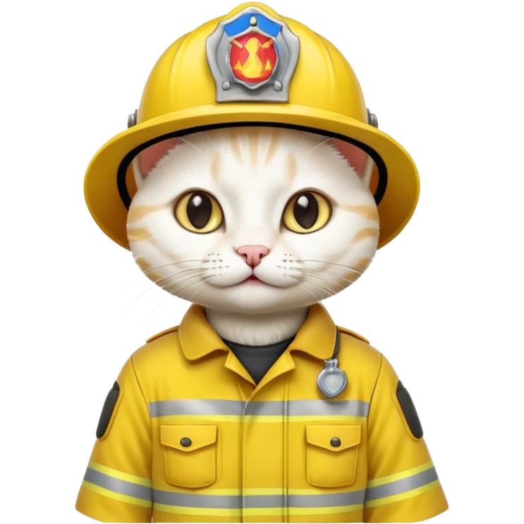 Fireman white Cat, yellow cloth emoji