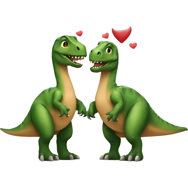 dinosaur couple with hearts emoji