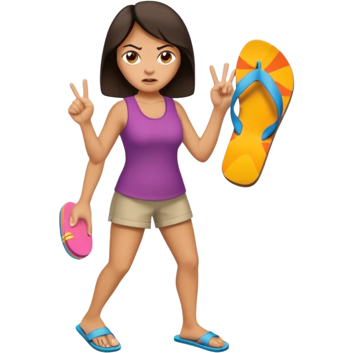 an angry mother with a flip-flop in her hand, ready to hit someone emoji