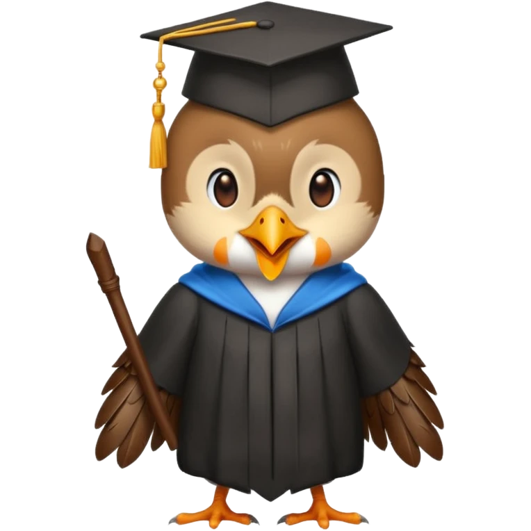 Small bird with cap and gown  emoji