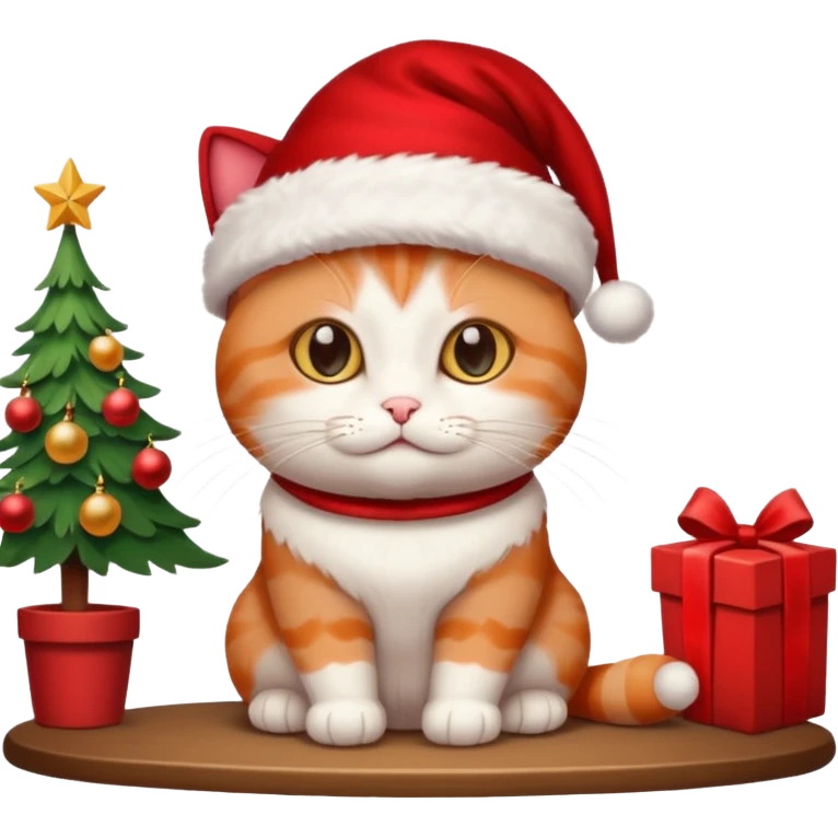 Christmas cat in aesthetic home emoji
