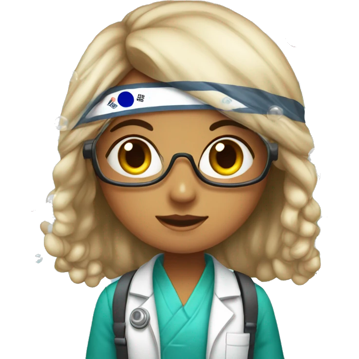 Scientist girl with Indian, Korean flag andbubbles emoji