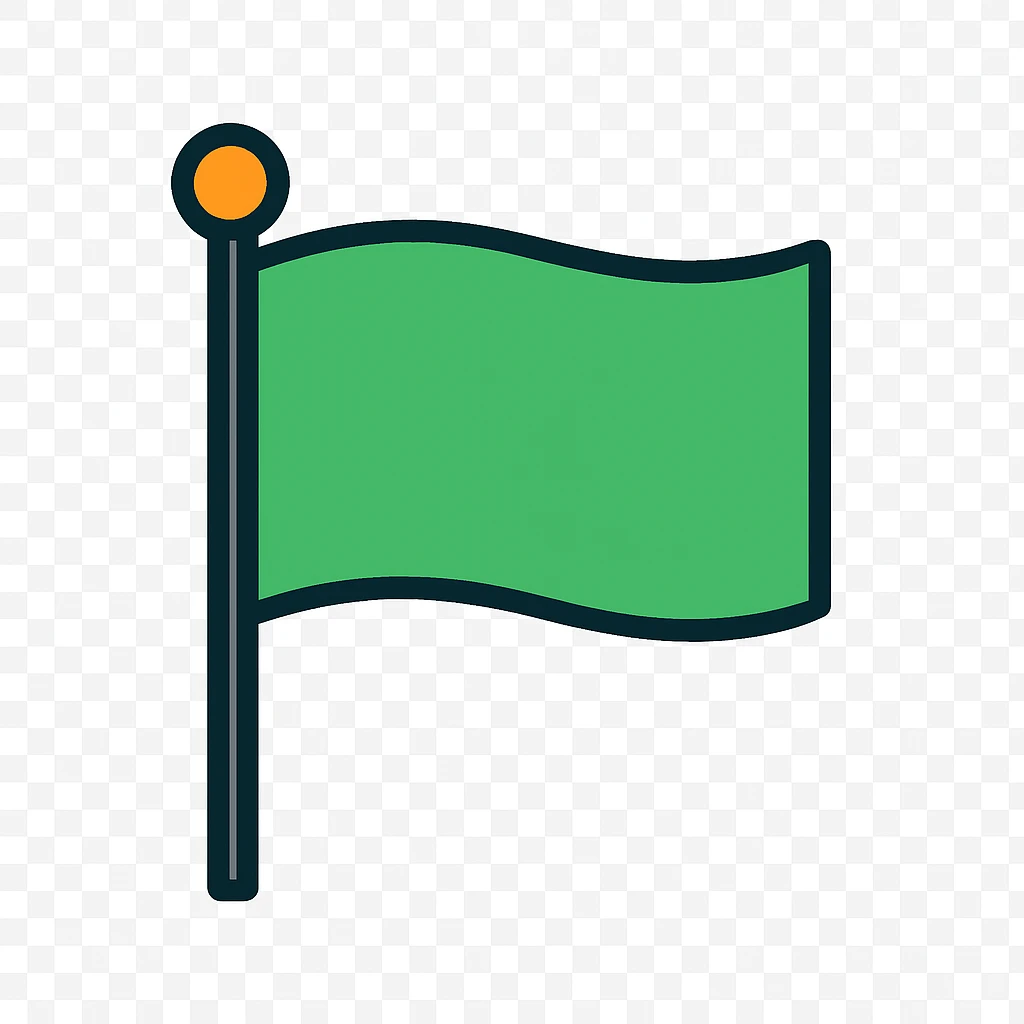 rectangular clean look green flag on white background emoji