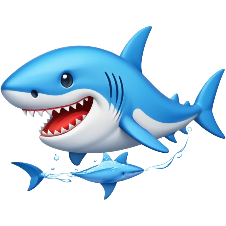 Haz una imagen de un tiburón con zapatillas azules ESTILO EMOJI DE APPLE emoji