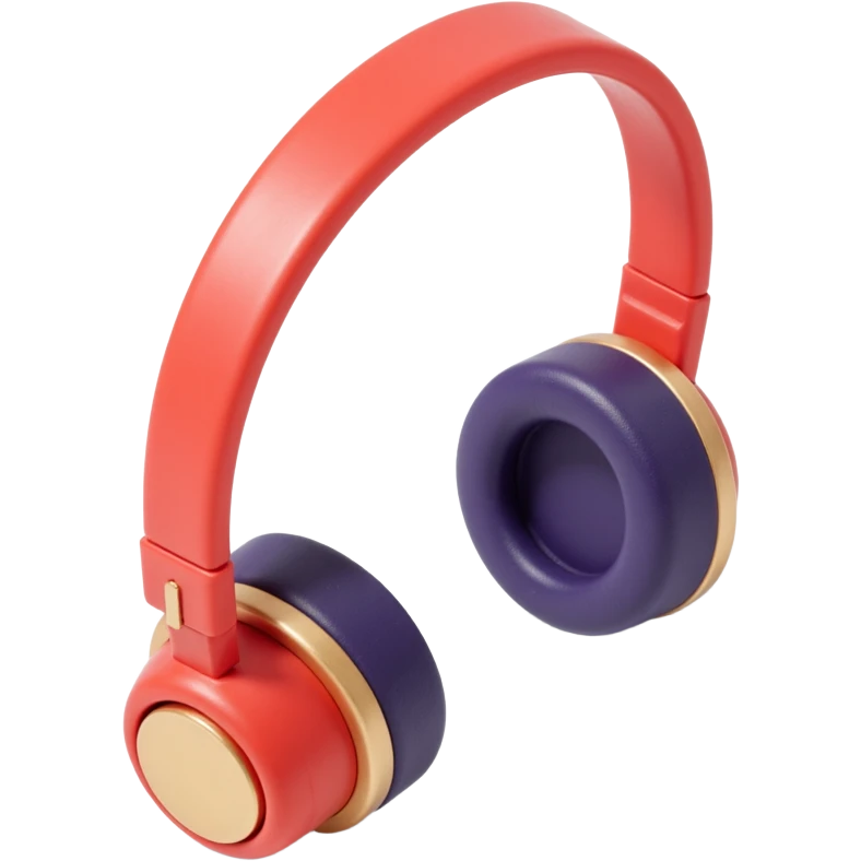front view of over the hear headphones with a mic emoji