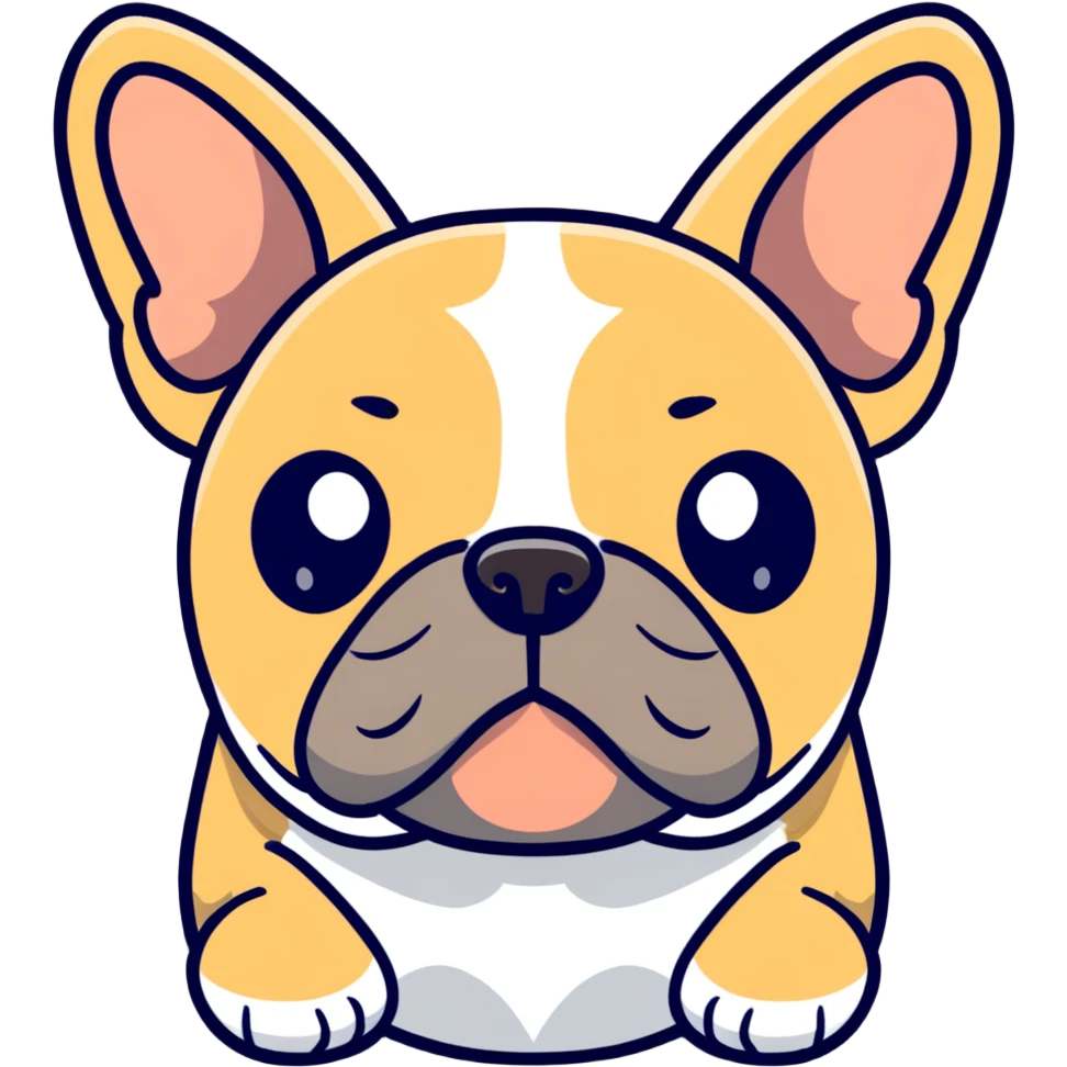 cute tan french bulldog head with characteristic facial features emoji