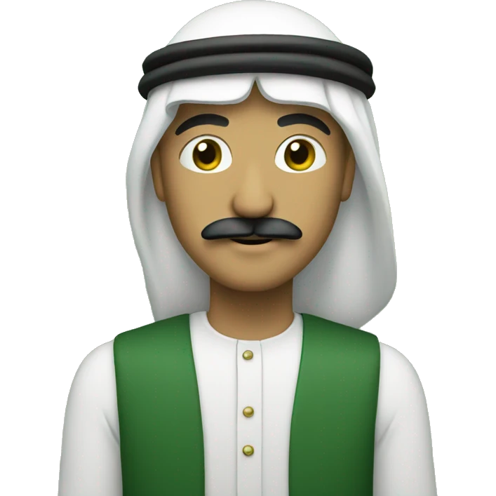 An Arab with a mustache and a green background behind  emoji