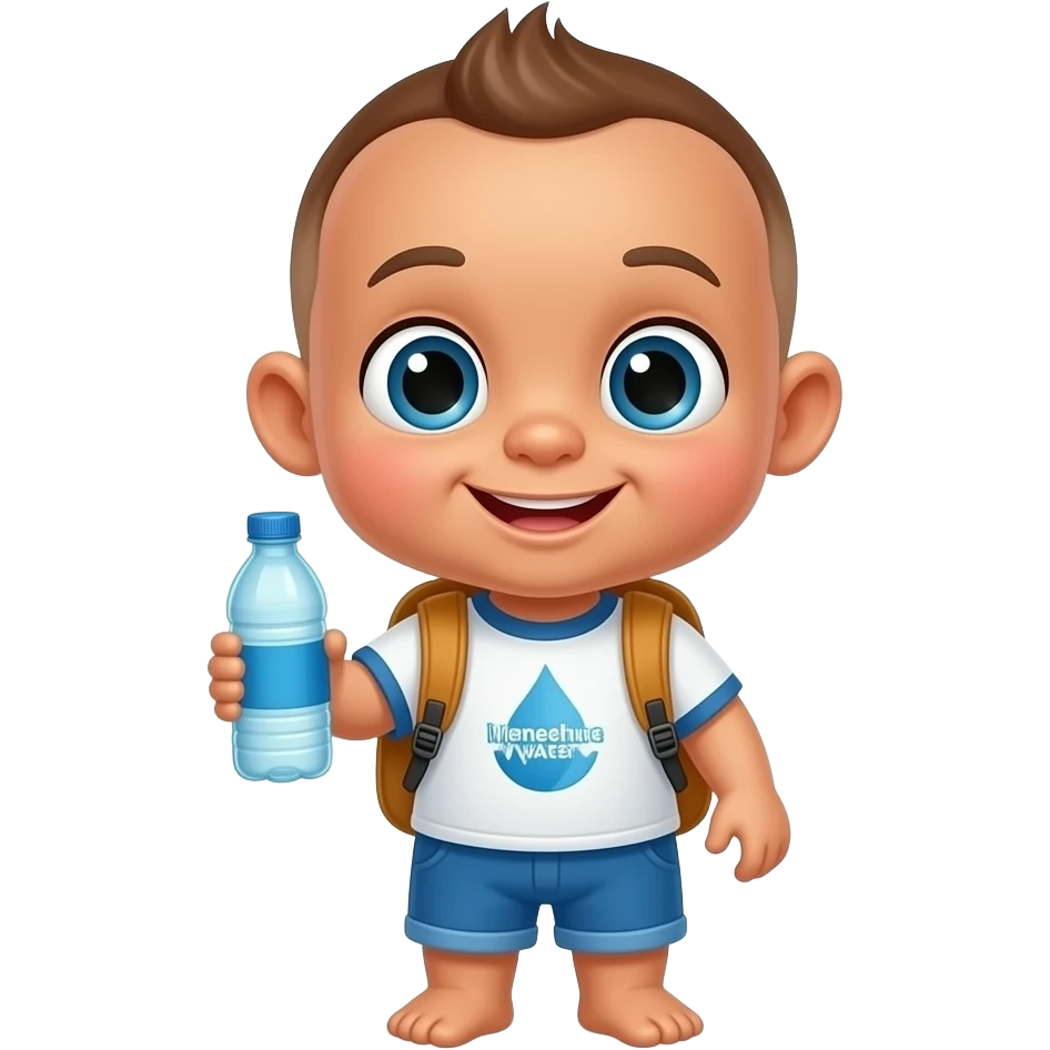 Menehune water company mascot but a baby going to preschool emoji
