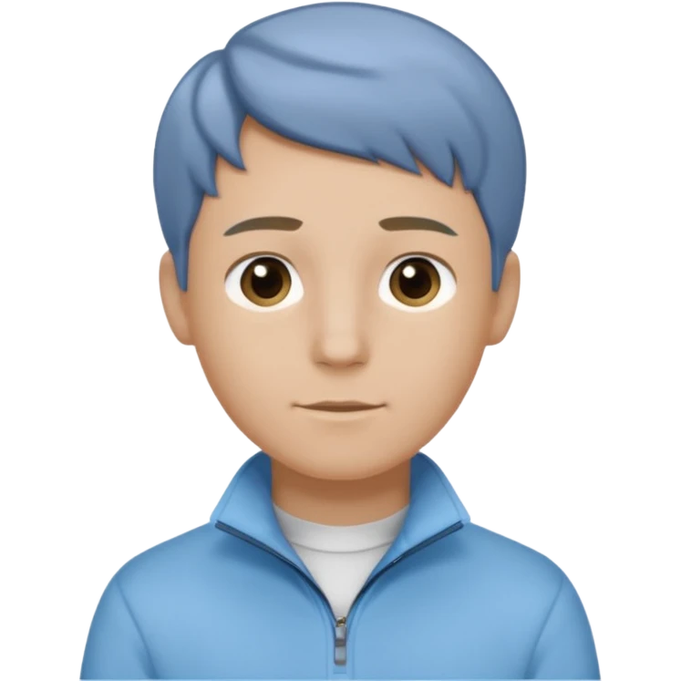 boy with dark blonde hair middle part with a quarter zip and a ' overhemd' underneath emoji