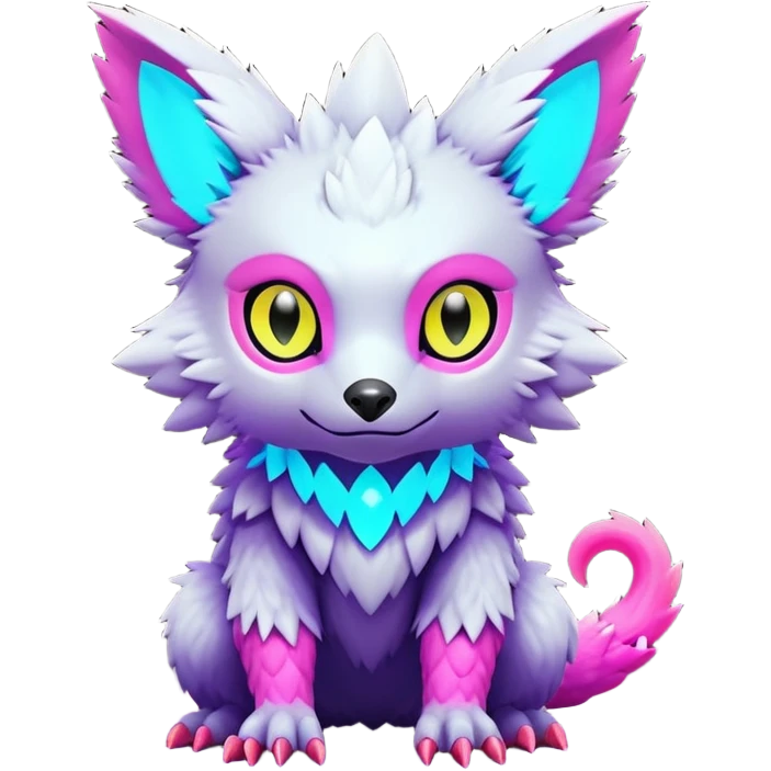  exotic futuristic lush cozy warm-colored colorful neon-colored cyber-Fakémon-Digimon-Trico-creature emoji