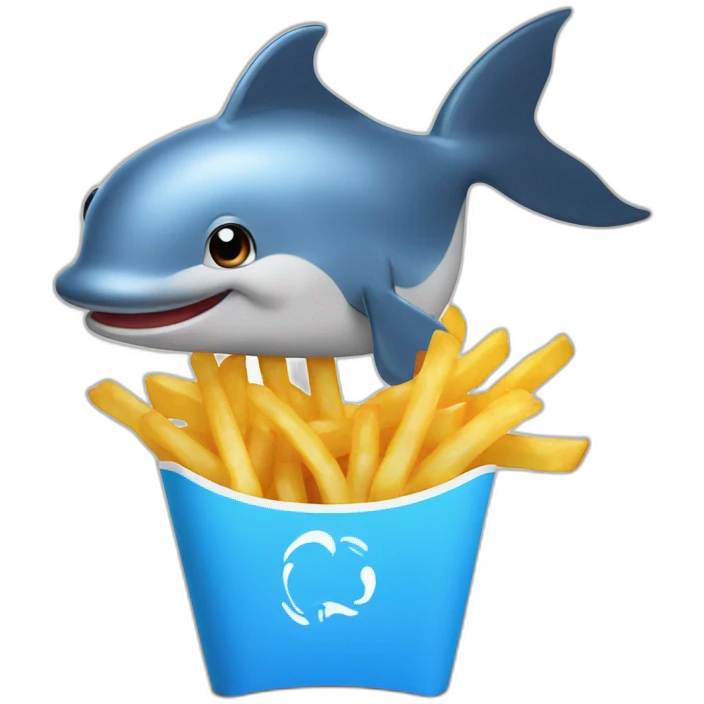 Un dauphin qui mange des frites emoji