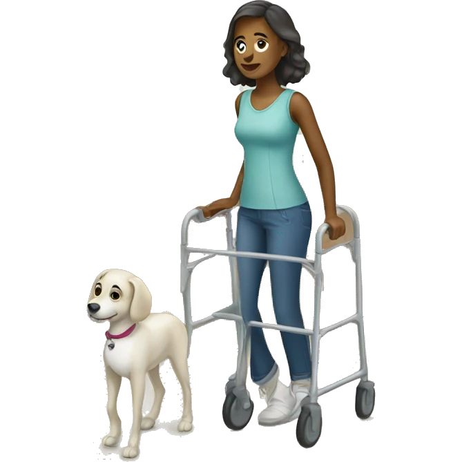 Young woman with walker emoji