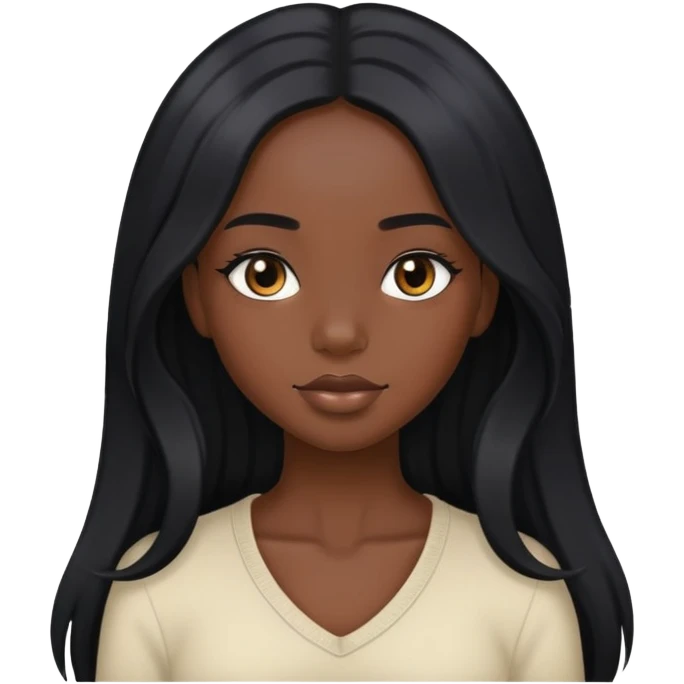 Pretty black girl with long black hair emoji