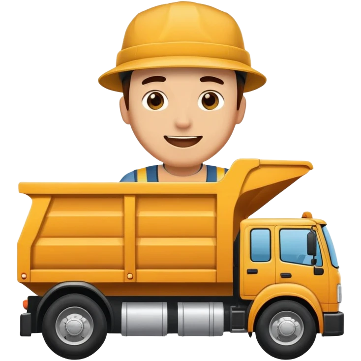 Dump truck with guy winking outside window emoji