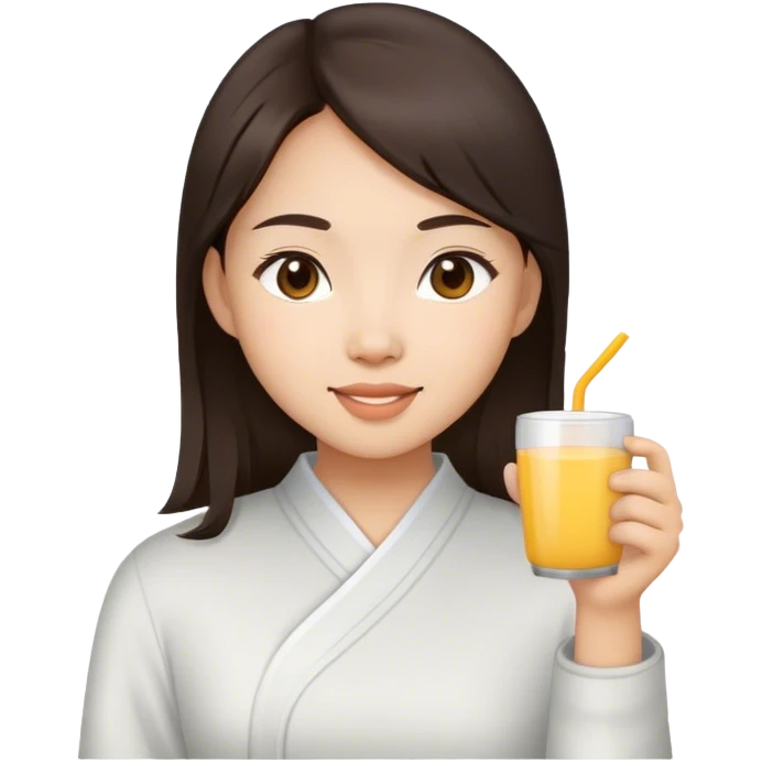Asian brunette girl saying good morning  emoji