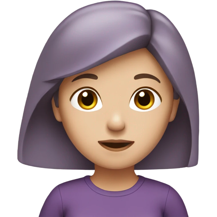 White girl with purple shirt and brown hair emoji