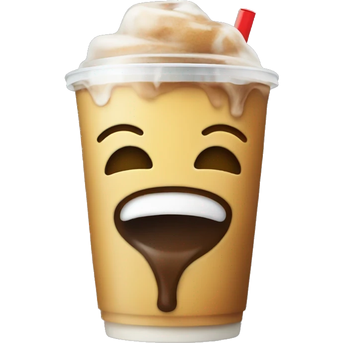 smiley sipping an iced coffee emoji