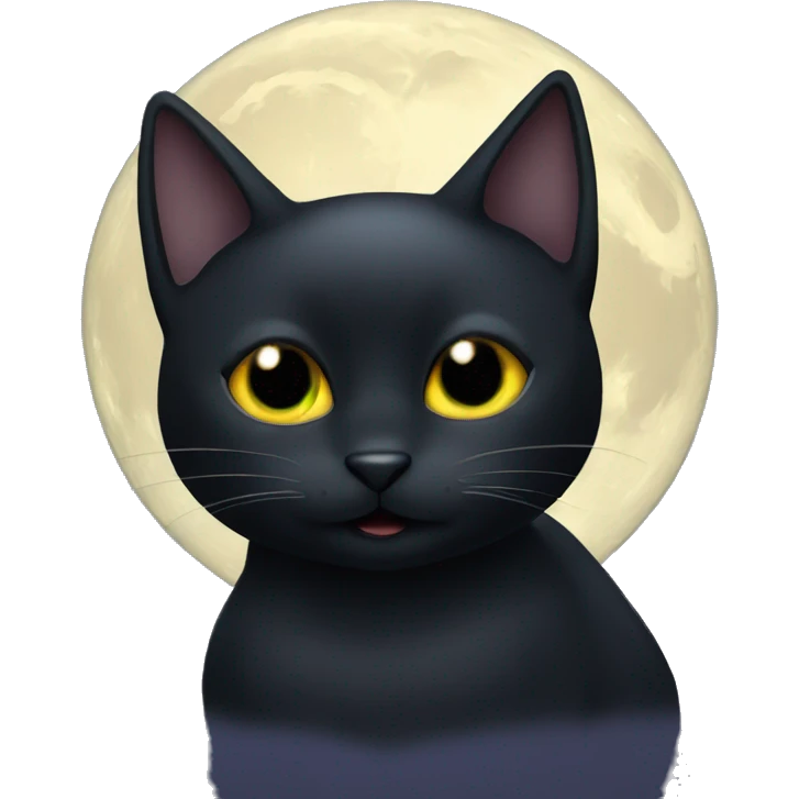 Black cat under moonlight emoji