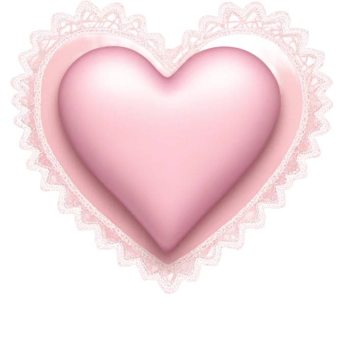 matte light pink heart with bow with lace and frills  emoji