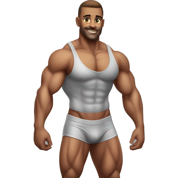 Muscular gay bodybuilder in underwear realistic emoji