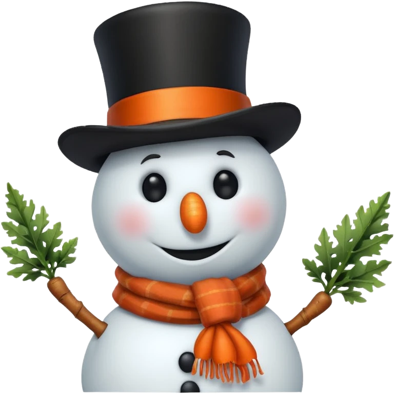 A classic snowman with carrot nose and coal smile. emoji