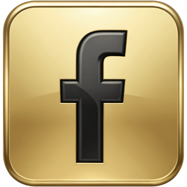 One single shiny Gold and black facebook icon, png, no background, no border emoji