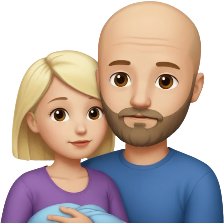 Tuląca się para. Rodzące się uczucie. On - łysy z ciemnym, kilkudniowym zarostem. Ona - niższa od niego o głowę blondynka. emoji