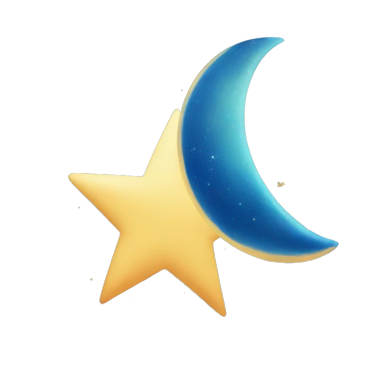 Una luna de color azul y una estrella emoji
