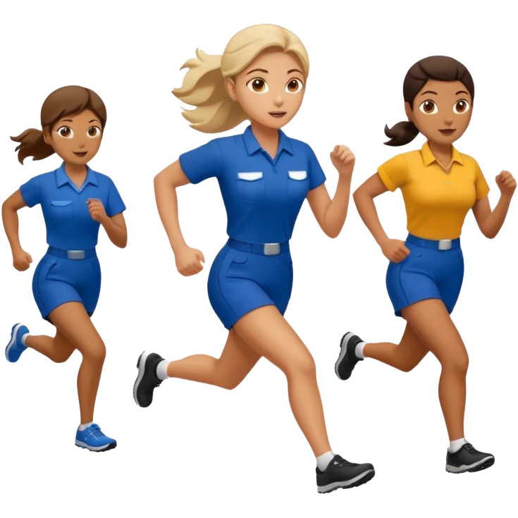 catch me while you can -- a female co-worker running and people trying to catch her emoji